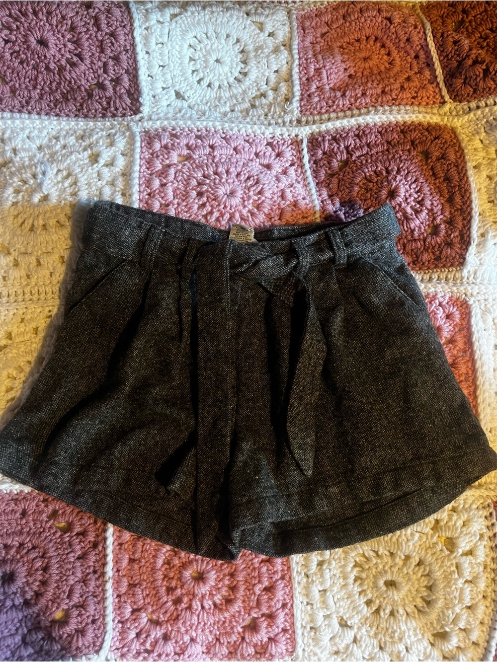 Kimchi Blue High-Waist Black Tweed Tie-Waist Shorts